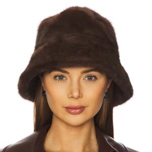Nordstrom Brown Faux Fur Bucket Hat